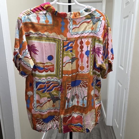 Maeve by Anthropologie Colorful Abstract Button-Front Blouse | Relaxed Boho Top - Picture 6 of 9